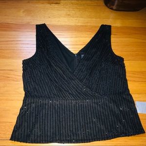 Adrianna Papel Black Sequined shirt Sz L